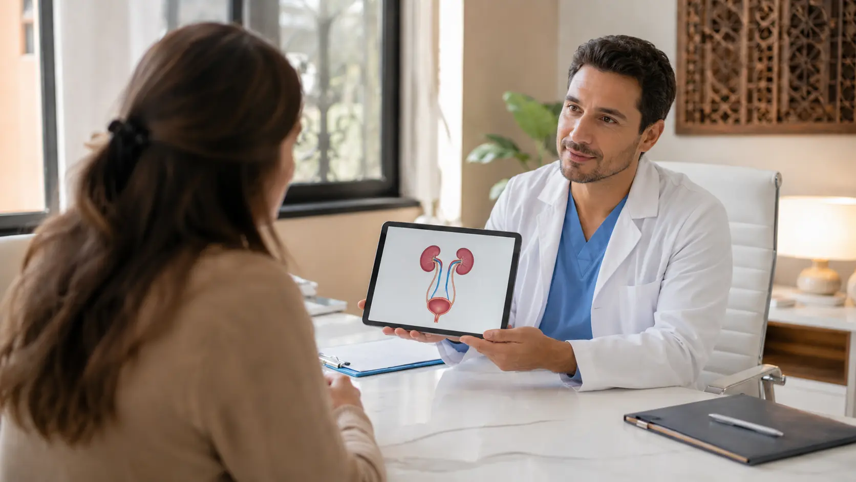 Bilan urologique féminin à Marrakech avec explication médicale des reins et de la vessie